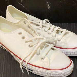Classic White Canvas Sneakers: (Women size 11, Men size 9)